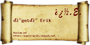 Égető Erik névjegykártya